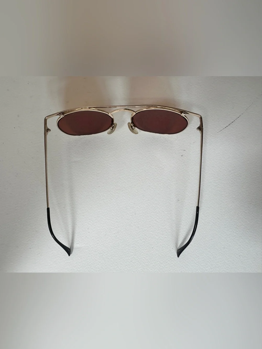 Vintage 🇯🇵 Made in Japan Gold Sunglasses Amber Tint Lenses Retro Metal Frame